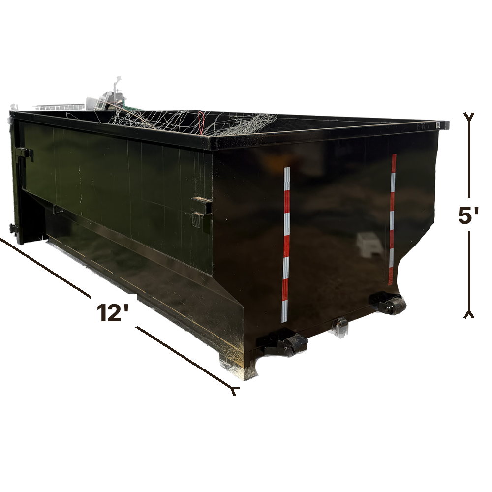 Yak Dumpsters 15-yard dumpster — 12 ft long with 5 ft walls